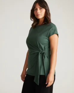 Crescent Breton Stripe Knot Tee Solid Conifer