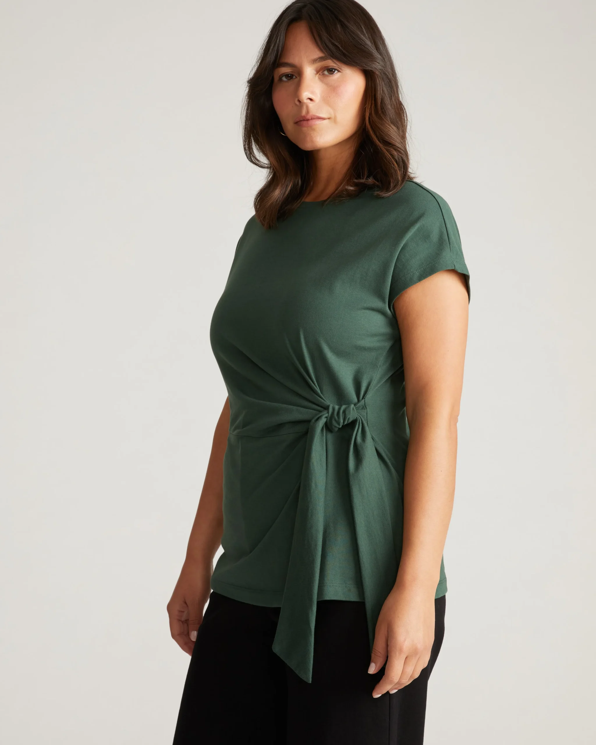 Crescent Breton Stripe Knot Tee Solid Conifer