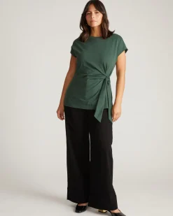 Crescent Breton Stripe Knot Tee Solid Conifer