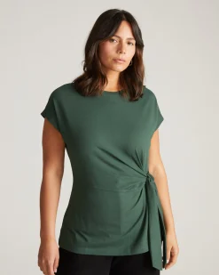 Crescent Breton Stripe Knot Tee Solid Conifer