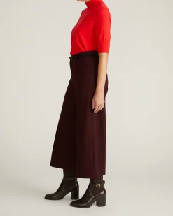 Cropped Wide Leg Ponte Pants Black Cherry