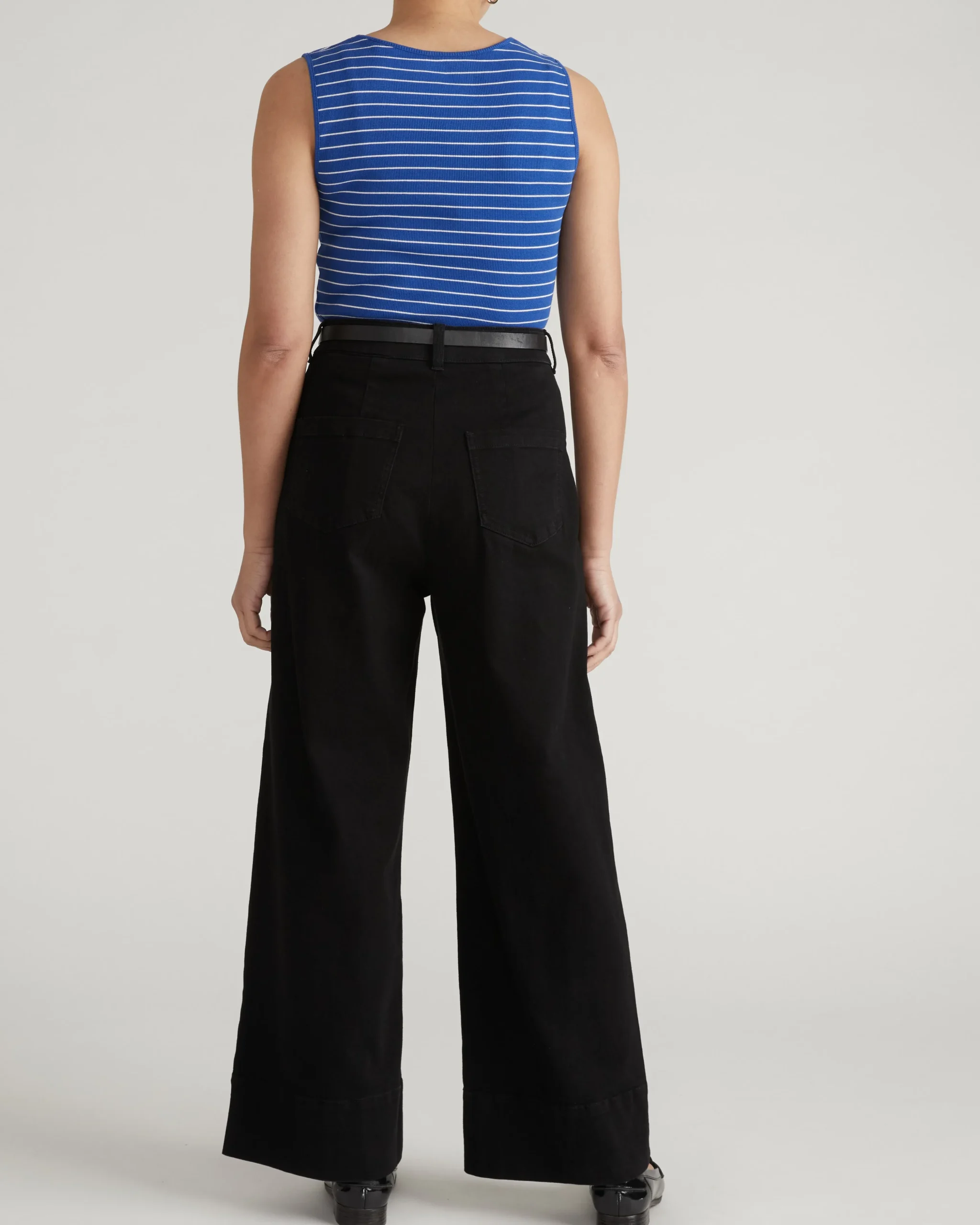 Daisy Ribbed Tank Bright Blue/White Microstripe