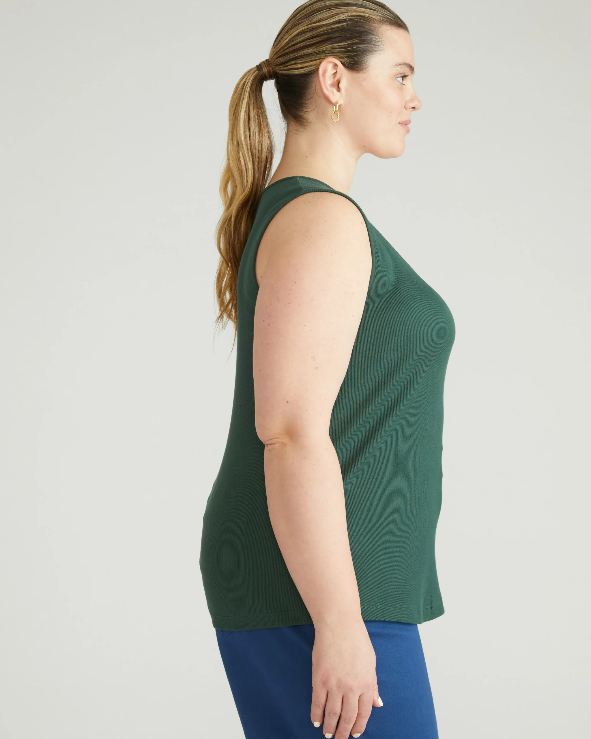 Daisy Ribbed Tank Conifer