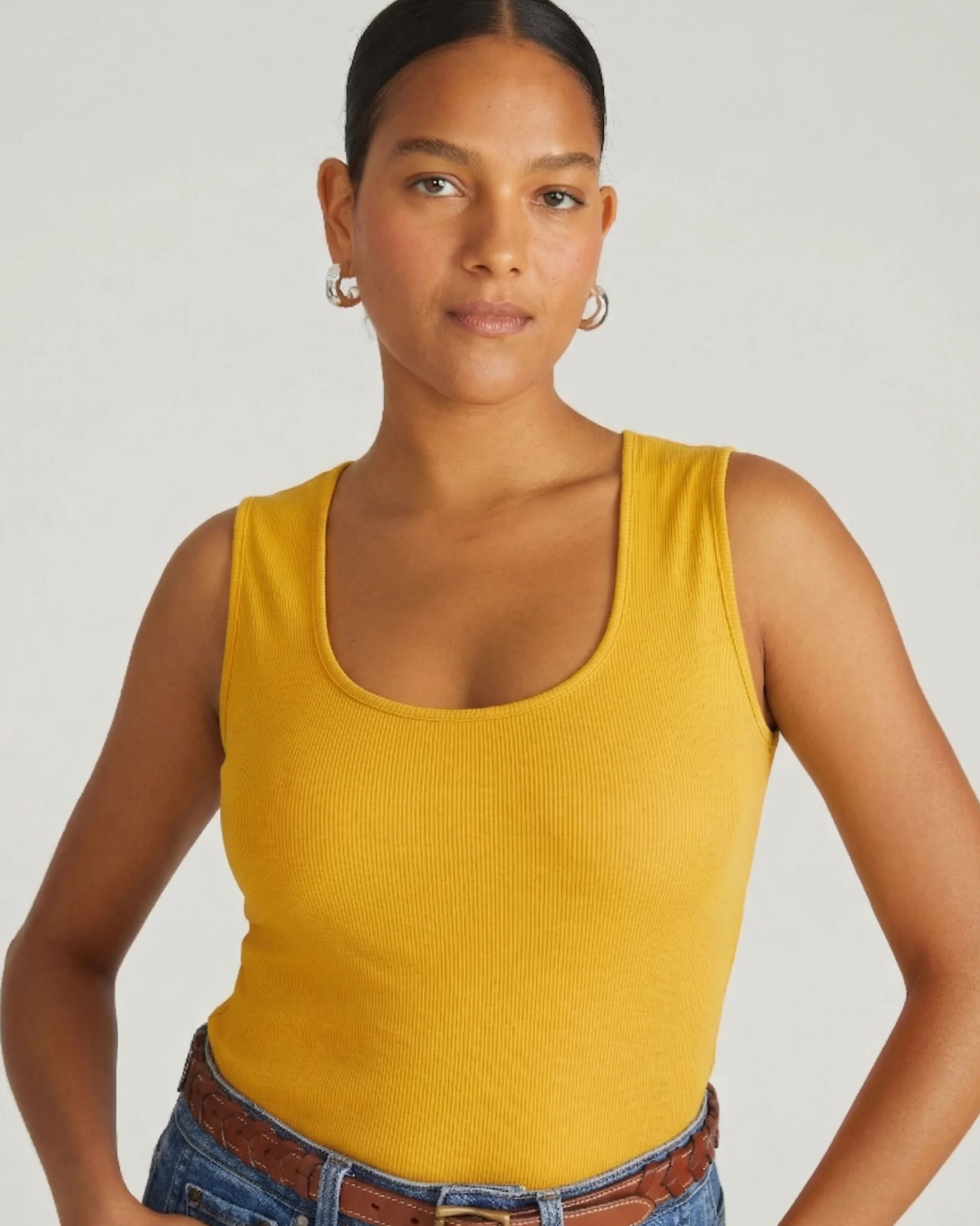 Daisy Ribbed Tank Goldenrod