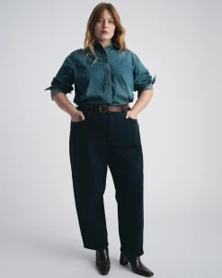 Dakota Cropped Barrel Leg Jeans Dark Indigo