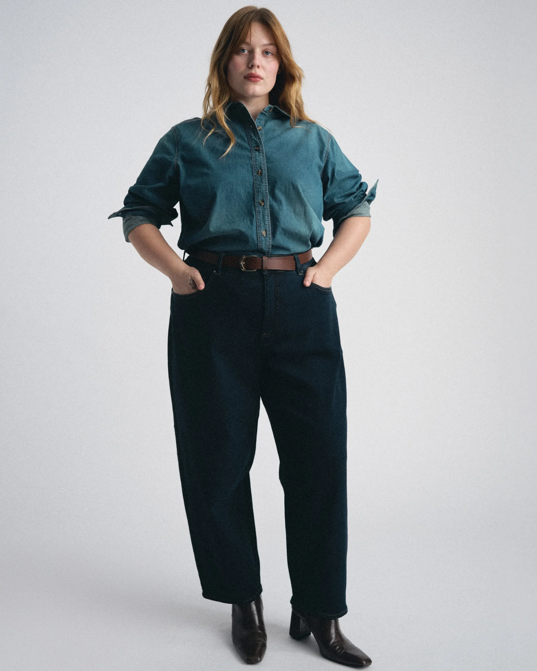 Dakota Cropped Barrel Leg Jeans Dark Indigo