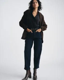 Dakota Cropped Barrel Leg Jeans Dark Indigo