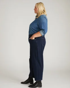 Dakota Cropped Barrel Leg Jeans Dark Indigo