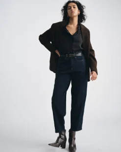 Dakota Cropped Barrel Leg Jeans Dark Indigo
