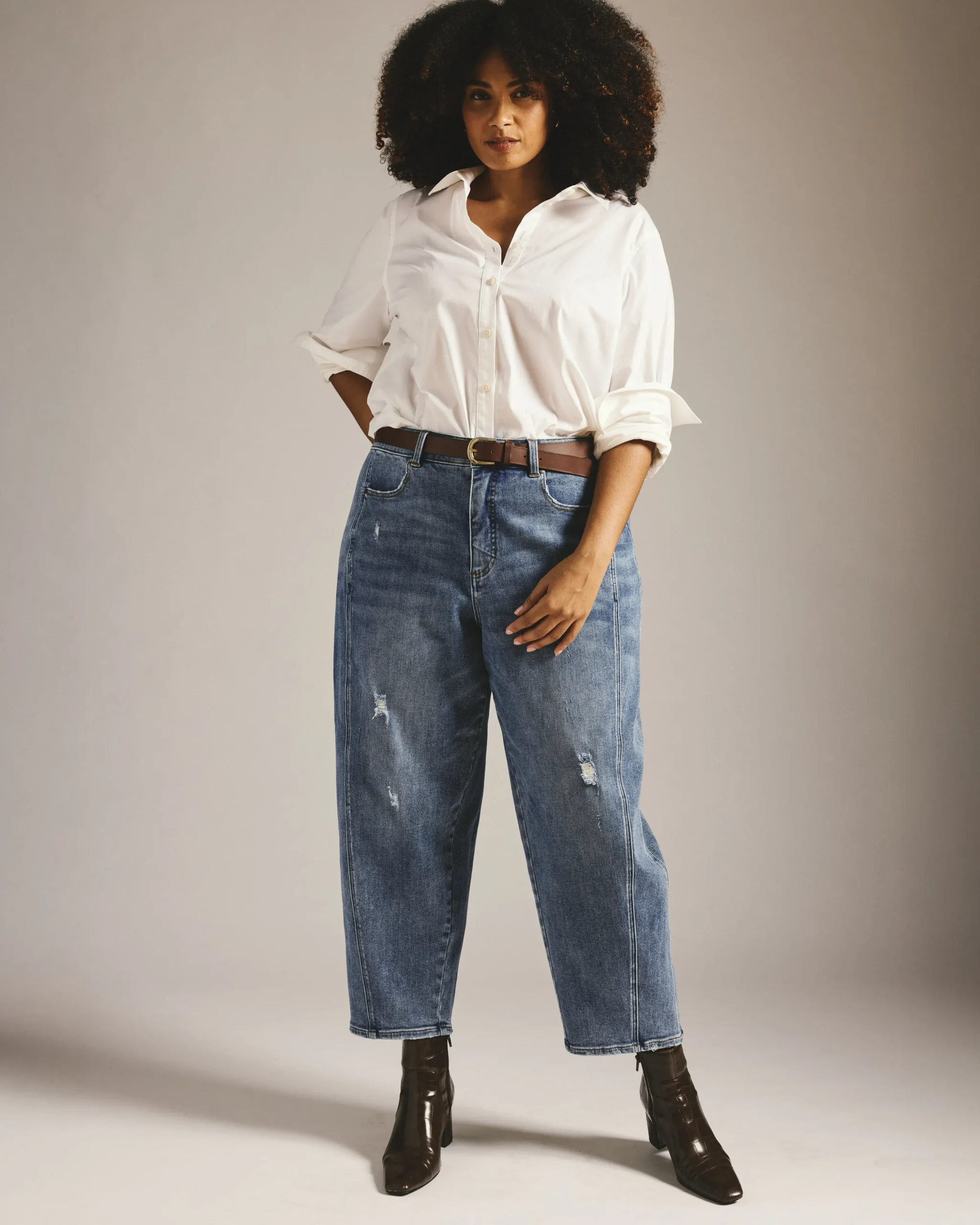 Dakota Twisted Leg Jeans Distressed Washed Indigo