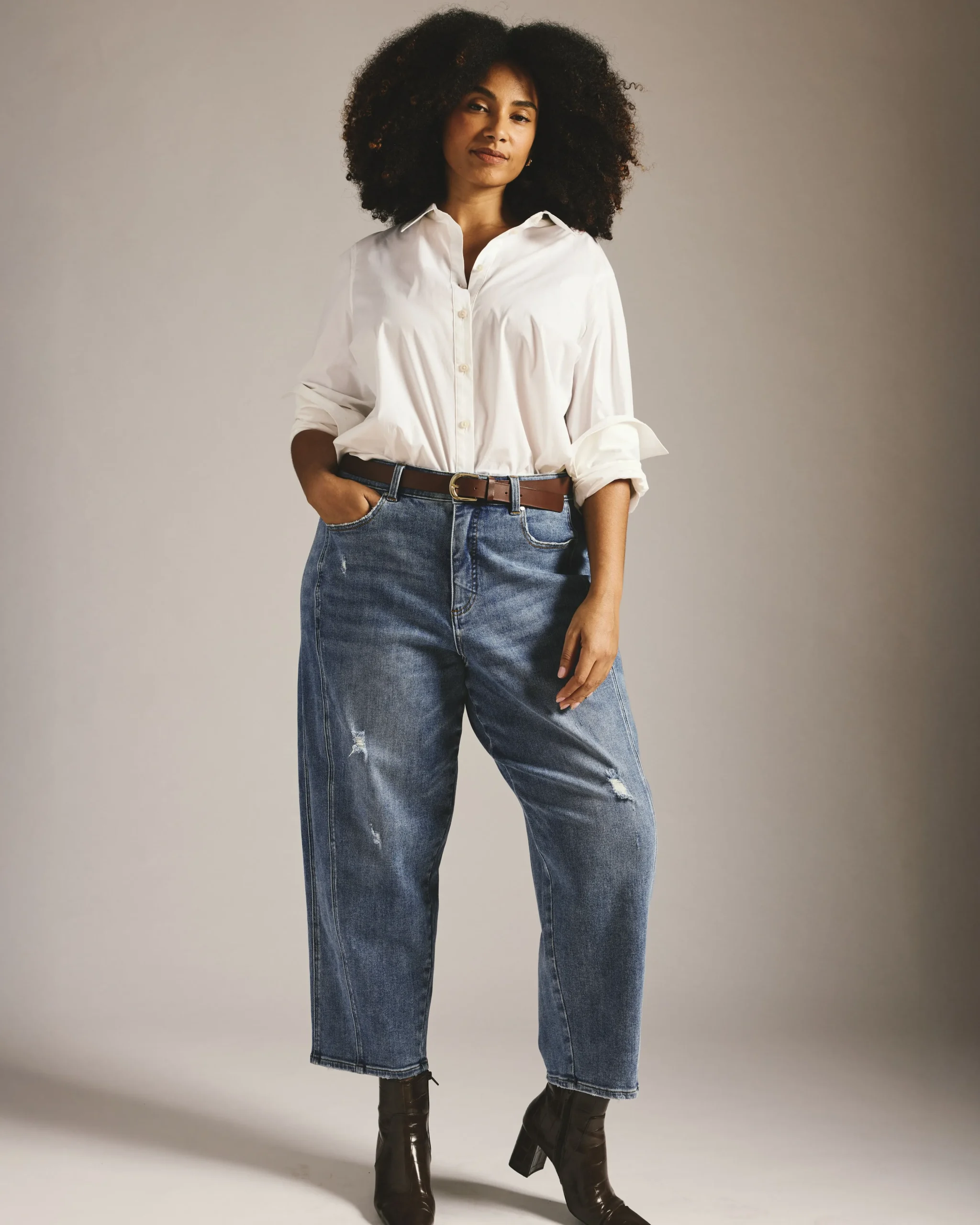 Dakota Twisted Leg Jeans Distressed Washed Indigo