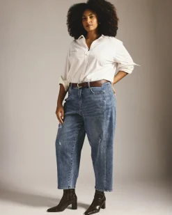 Dakota Twisted Leg Jeans Distressed Washed Indigo