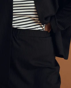 Danube Ponte Skirt Slate Pinstripe