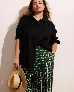Dawn Linen Blend Hi Low Tunic Black