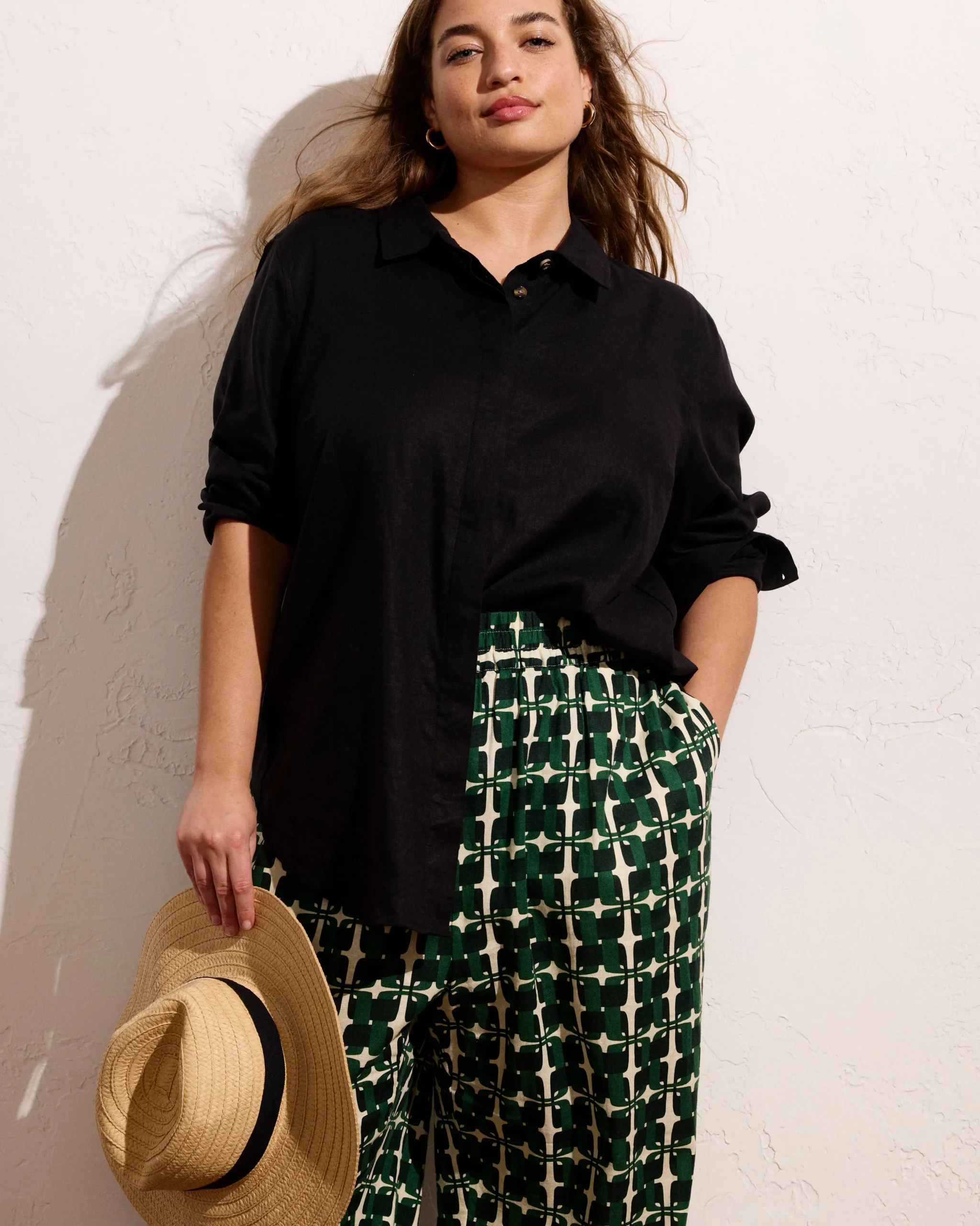 Dawn Linen Blend Hi Low Tunic Black