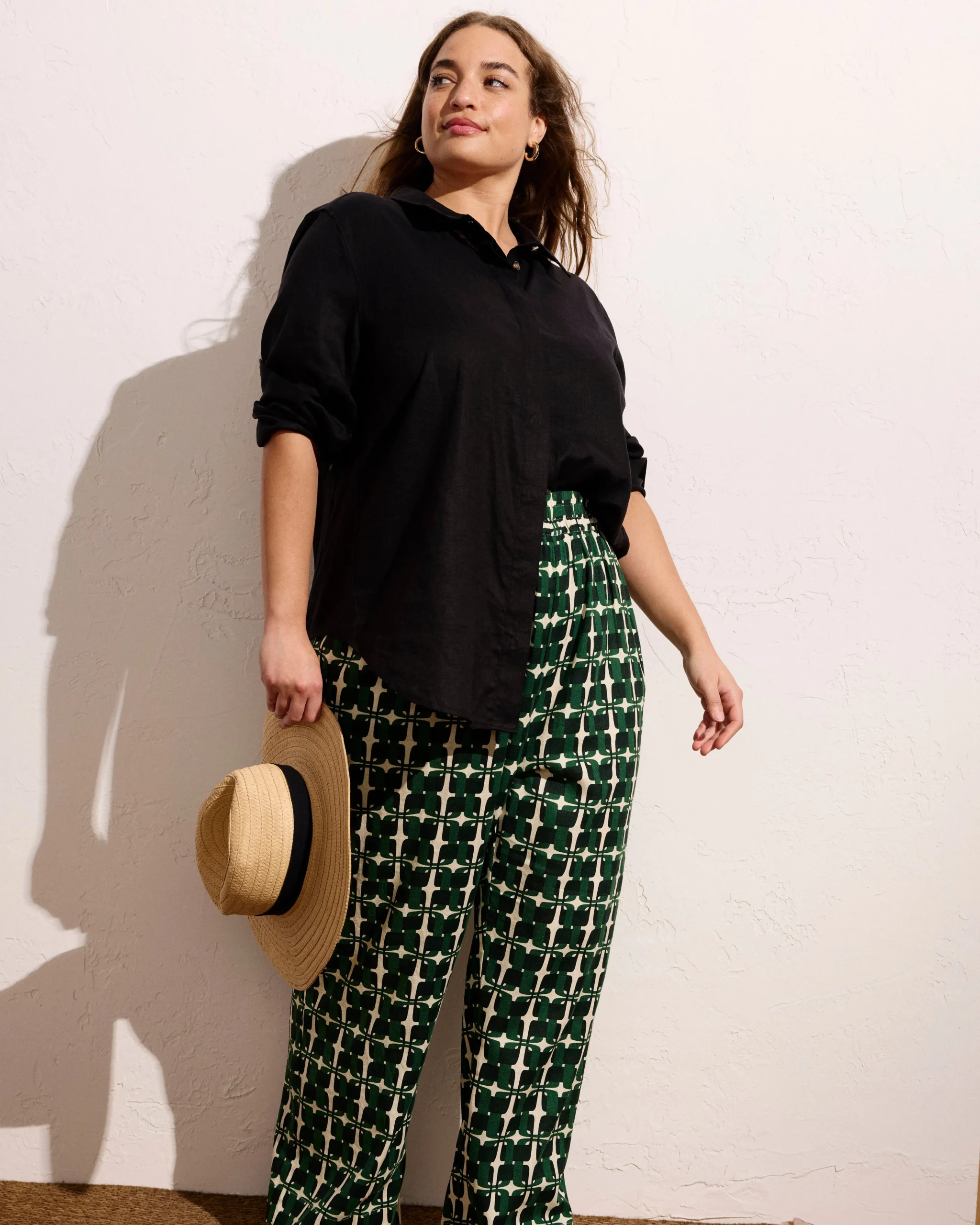 Dawn Linen Blend Hi Low Tunic Black