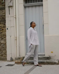 Dawn Linen Blend Hi Low Tunic White