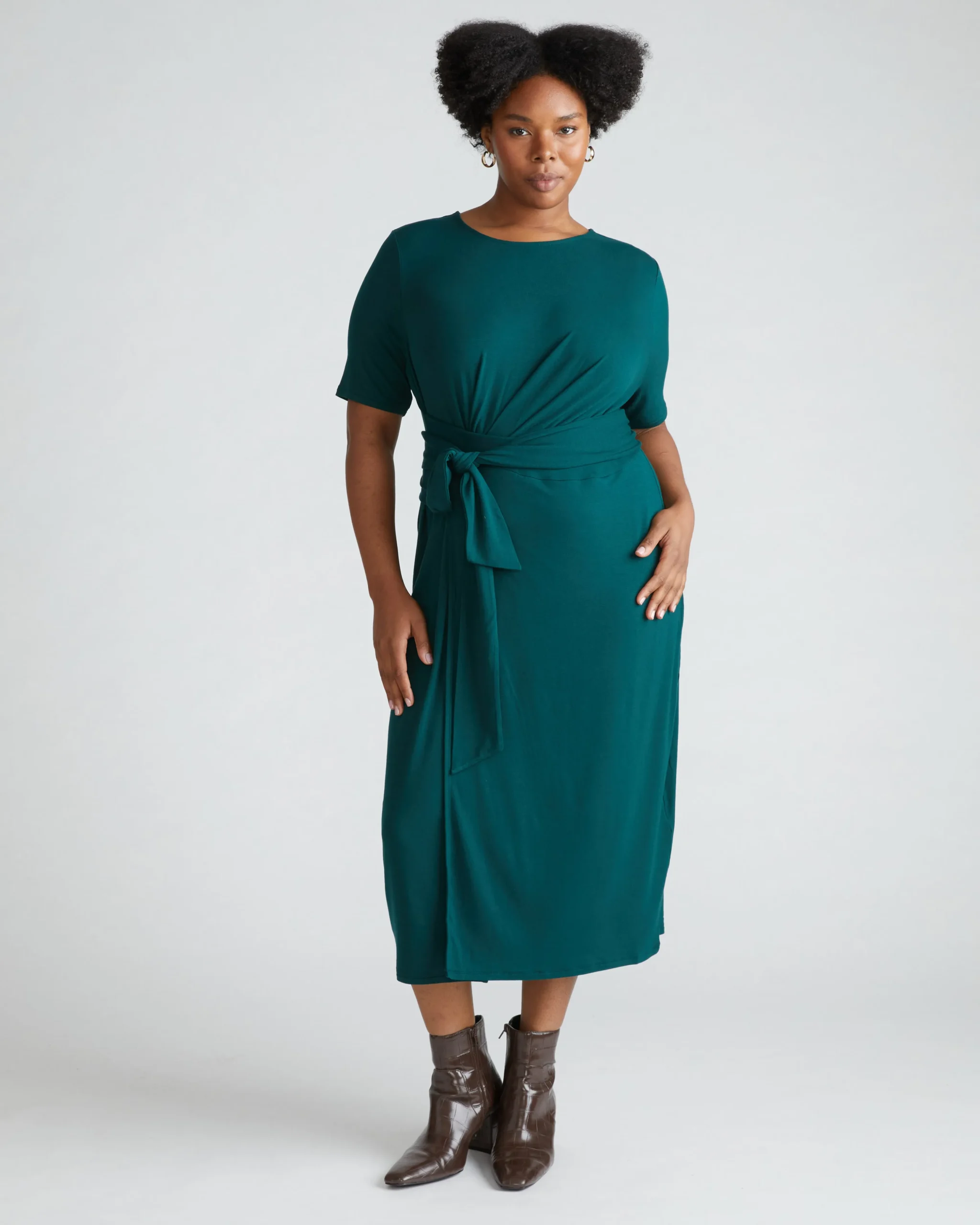 Delilah Liquid Jersey Dress Forest Green