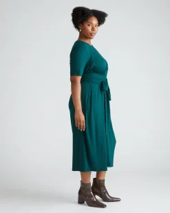 Delilah Liquid Jersey Dress Forest Green