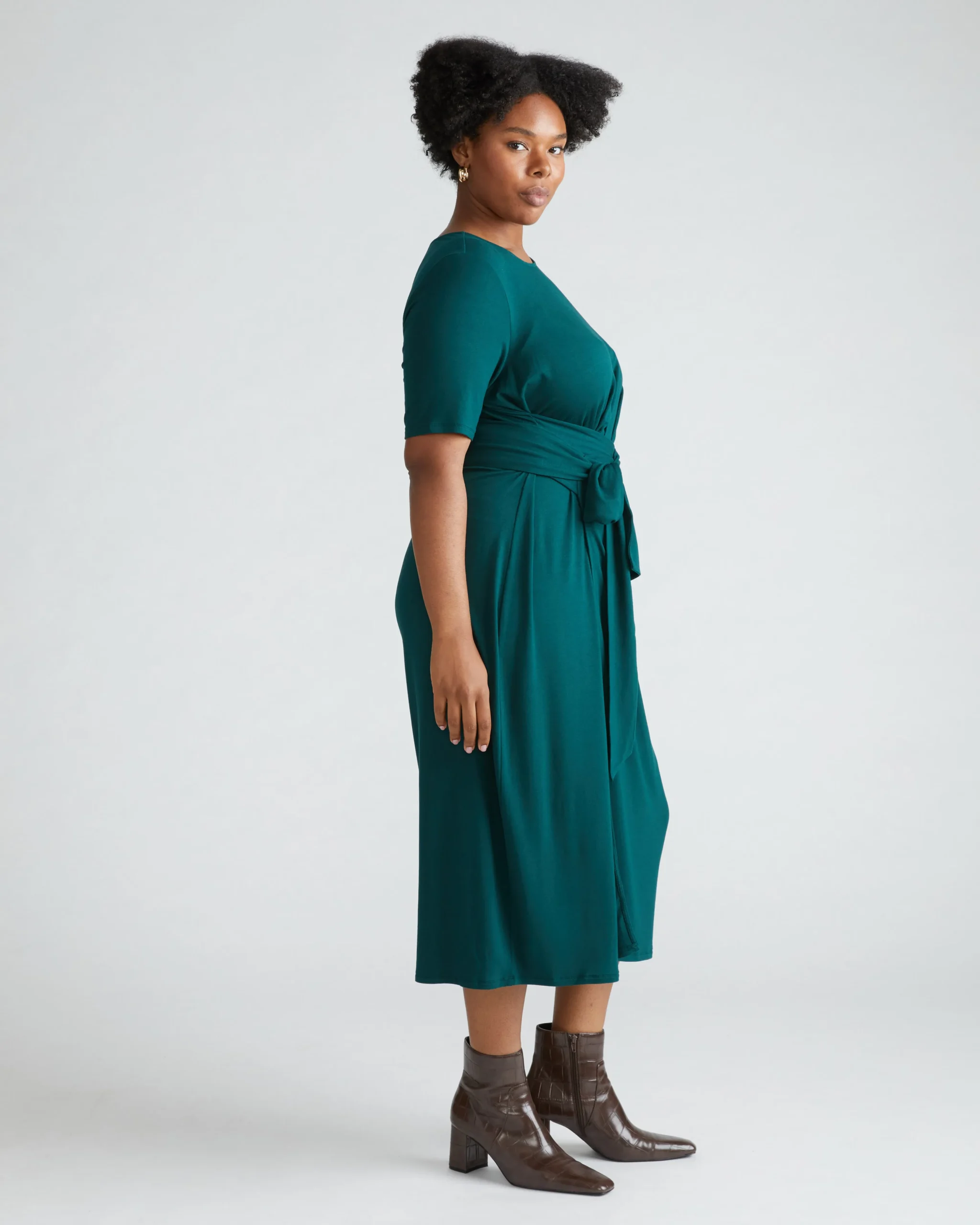 Delilah Liquid Jersey Dress Forest Green