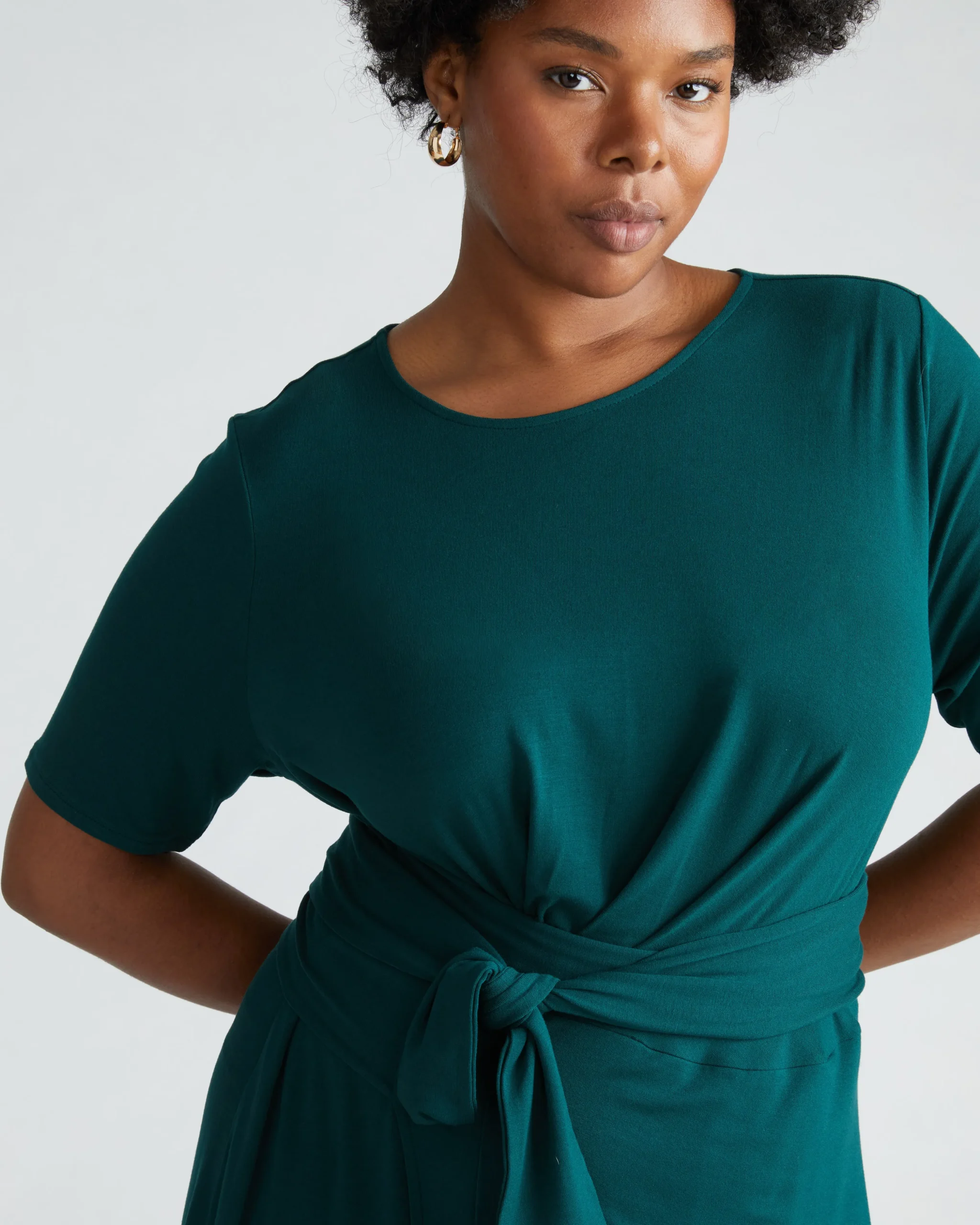 Delilah Liquid Jersey Dress Forest Green