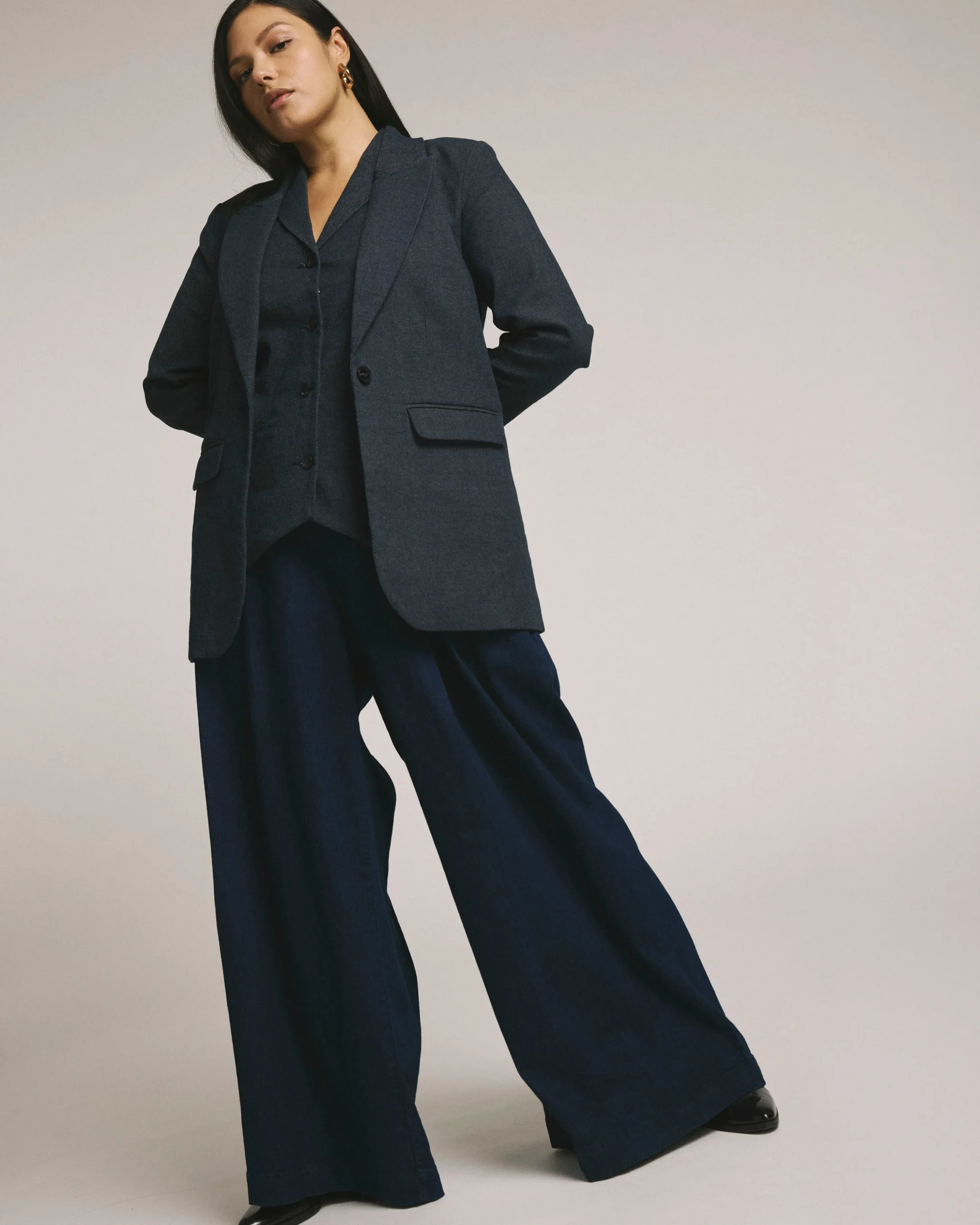 Denim Wide Leg Pant Dark Indigo