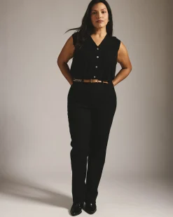 Donna High Rise Curve Straight Leg Jeans 32 Inch Jet Black