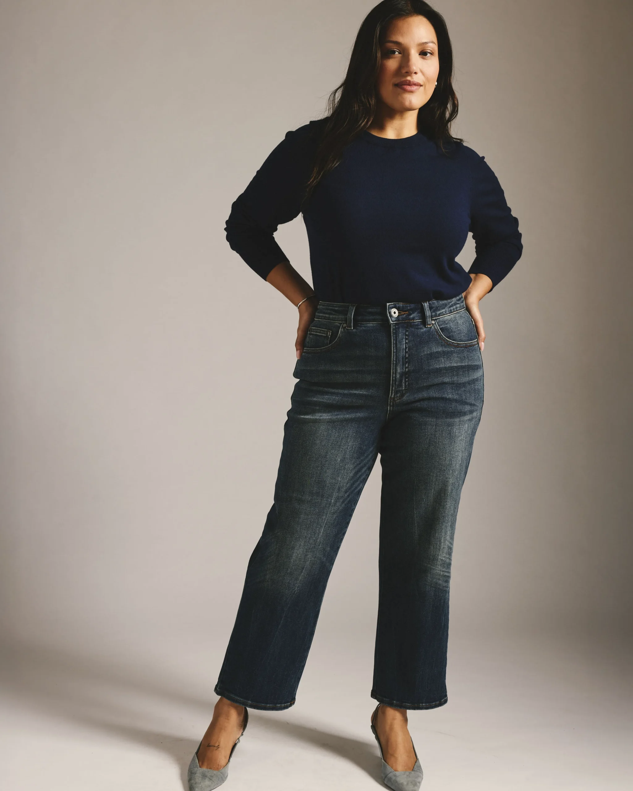 Donna High Rise Curve Straight Leg Jeans 27 Inch Field of Dreams Indigo