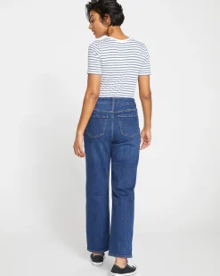 Donna High Rise Curve Straight Leg Jeans 32 Inch Stonewash Indigo
