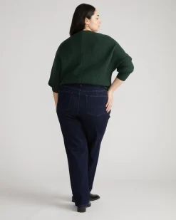 Donna High Rise Curve Straight Leg Jeans 32 Inch Dark Indigo