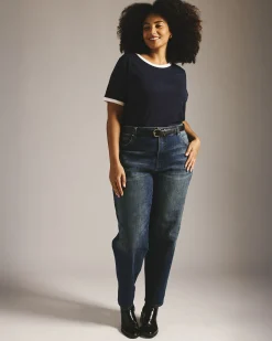 Donna High Rise Curve Straight Leg Jeans 32 Inch Field of Dreams Indigo