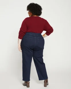 Donna High Rise Curve Straight Leg Jeans 27 Inch Dark Indigo