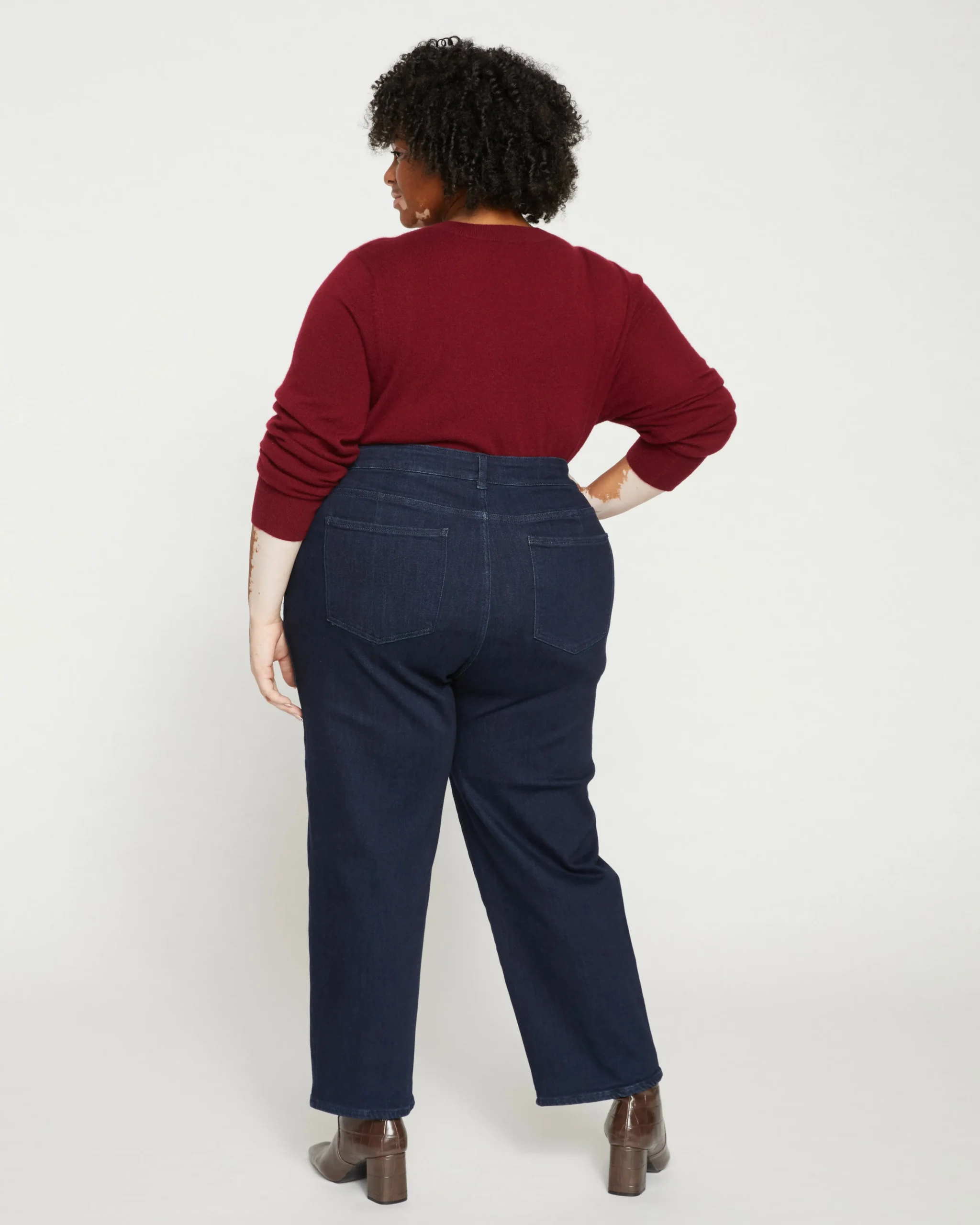 Donna High Rise Curve Straight Leg Jeans 27 Inch Dark Indigo