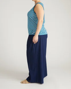 Double V Tank Ink Blue/White Stripe