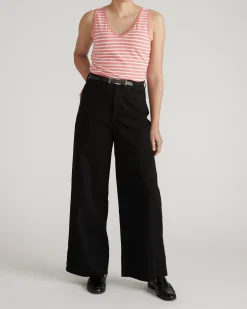 Double V Tank Portrait Pink/White Stripe