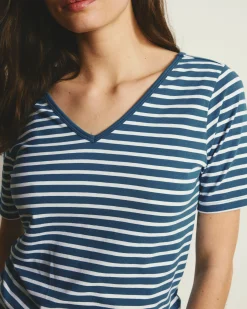 Double V Tee Ink Blue/White Stripe