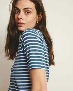 Double V Tee Ink Blue/White Stripe