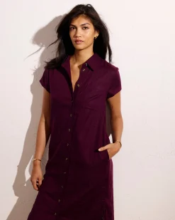 Dune Linen Blend Shirtdress Acai
