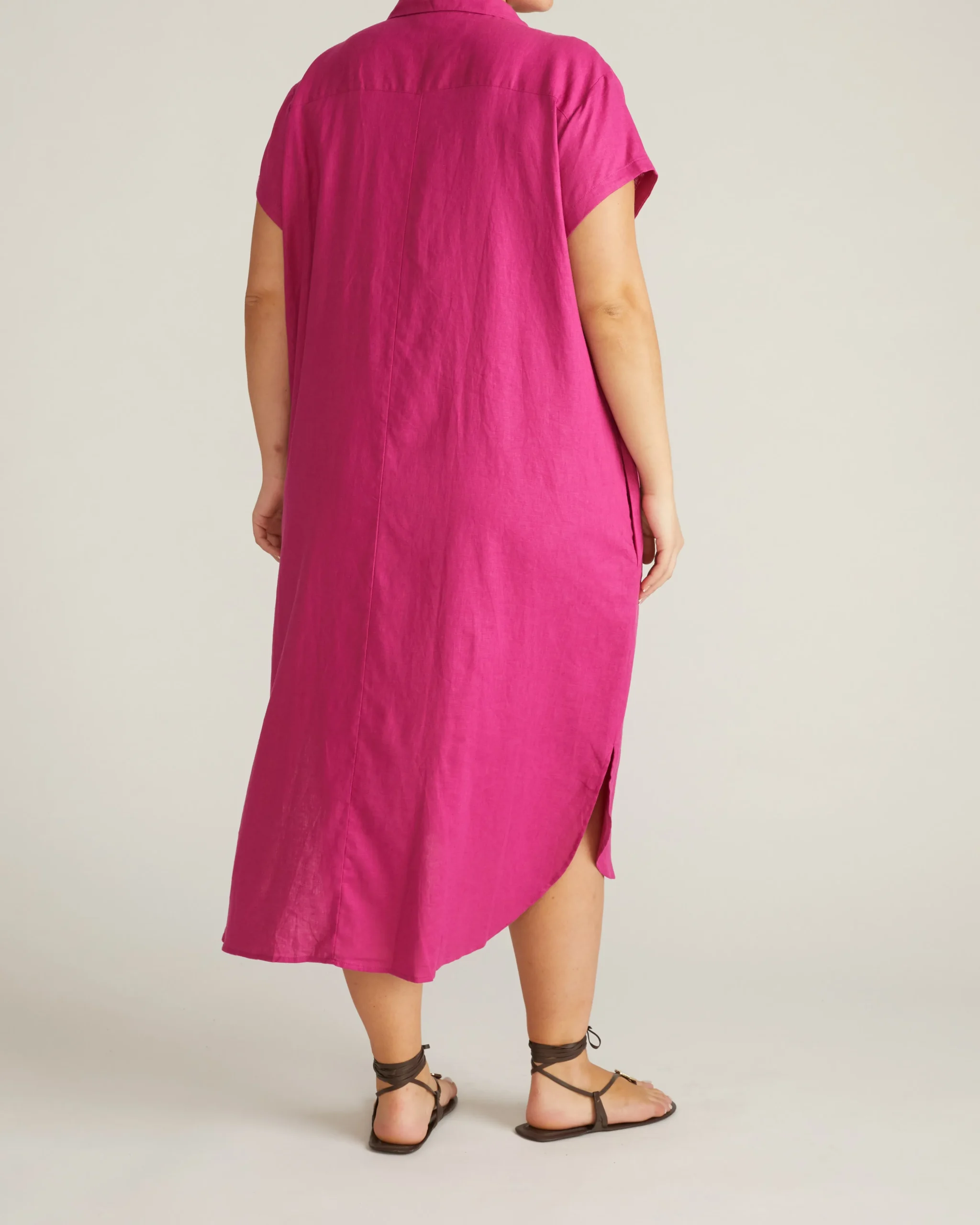 Dune Linen Blend Shirtdress Hyper Pink