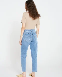 Dylan High Rise Tapered Jeans 29 Inch Classic Washed Blue