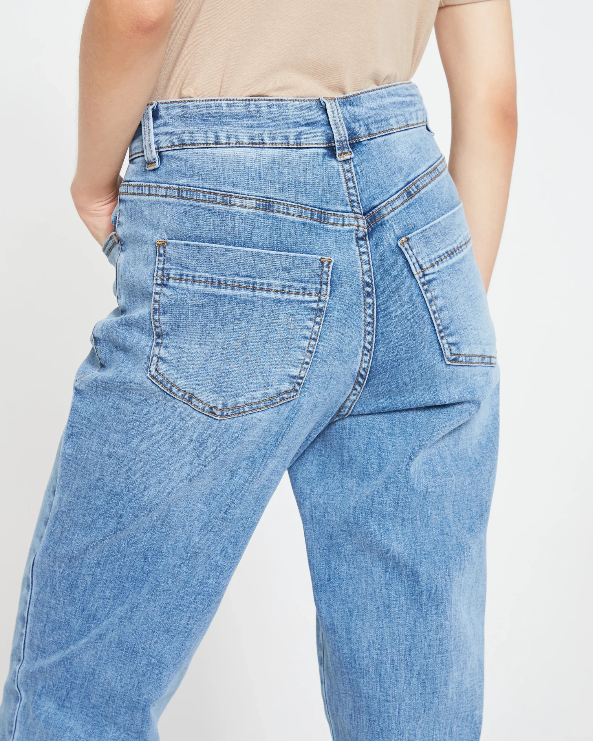 Dylan High Rise Tapered Jeans 29 Inch Classic Washed Blue