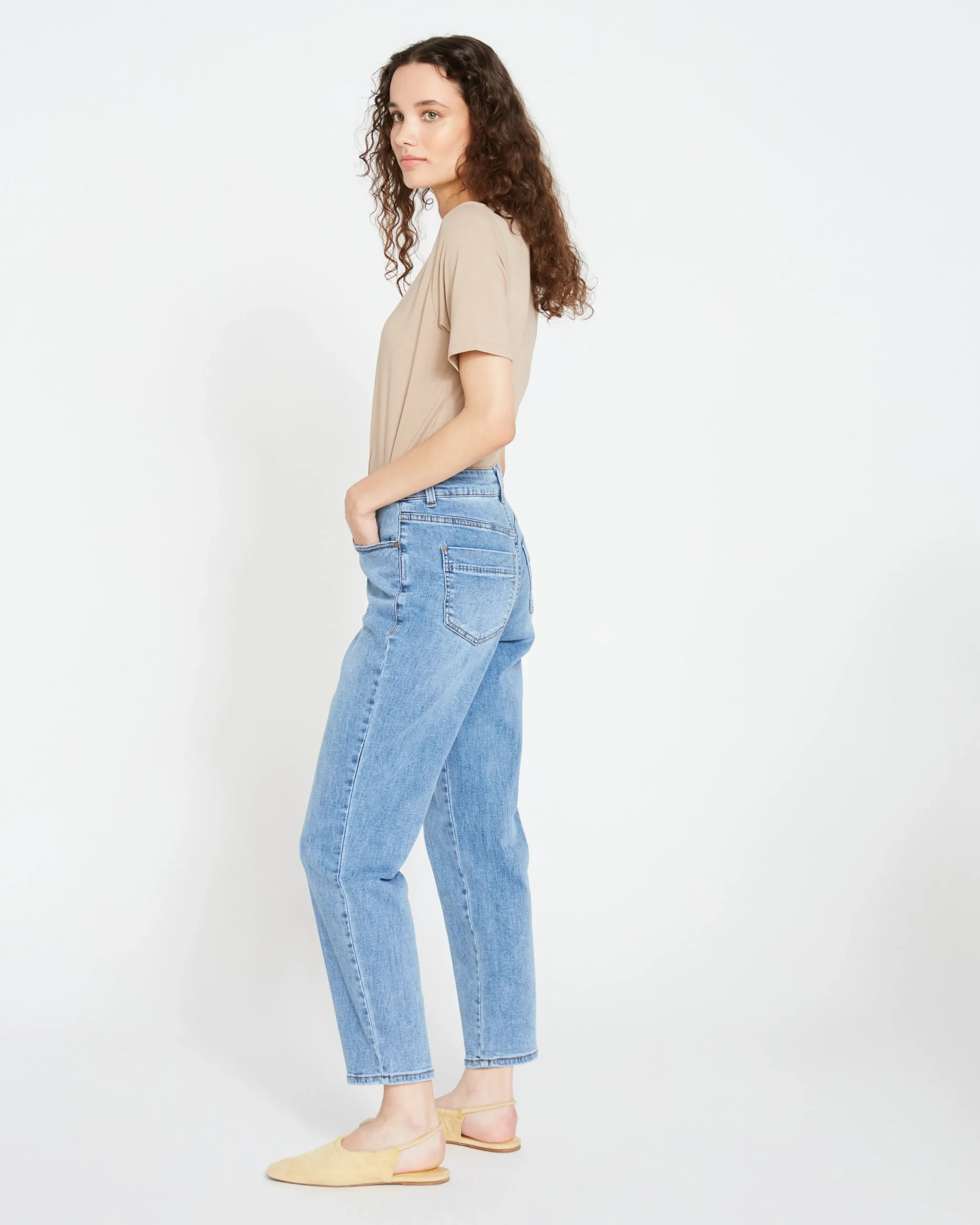 Dylan High Rise Tapered Jeans 29 Inch Classic Washed Blue