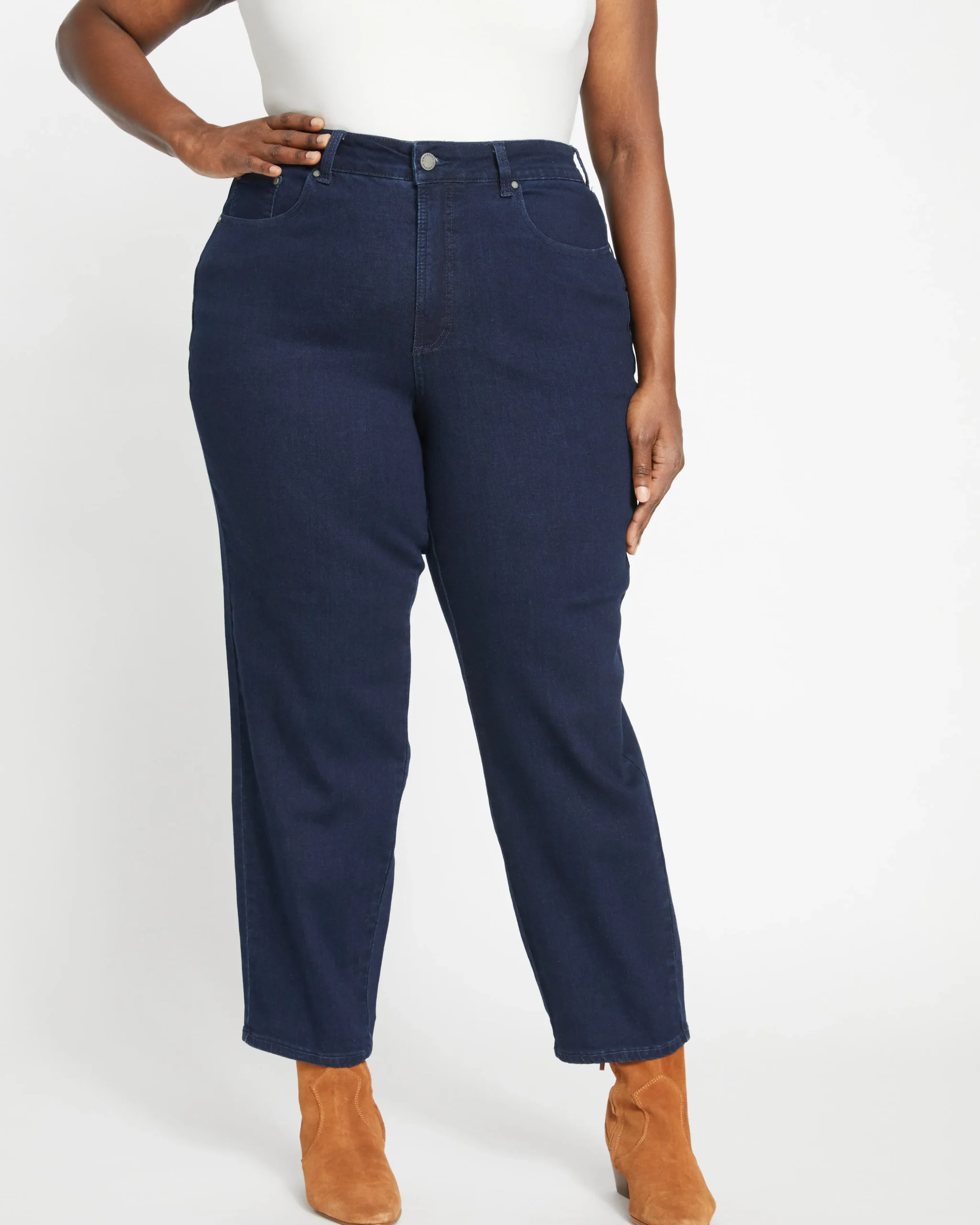 Dylan High Rise Tapered Jeans 29 Inch Dark Indigo