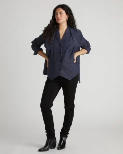 Edwin Denim Look Vest Dark Indigo