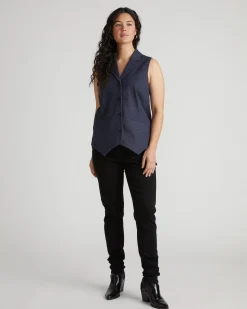 Edwin Denim Look Vest Dark Indigo