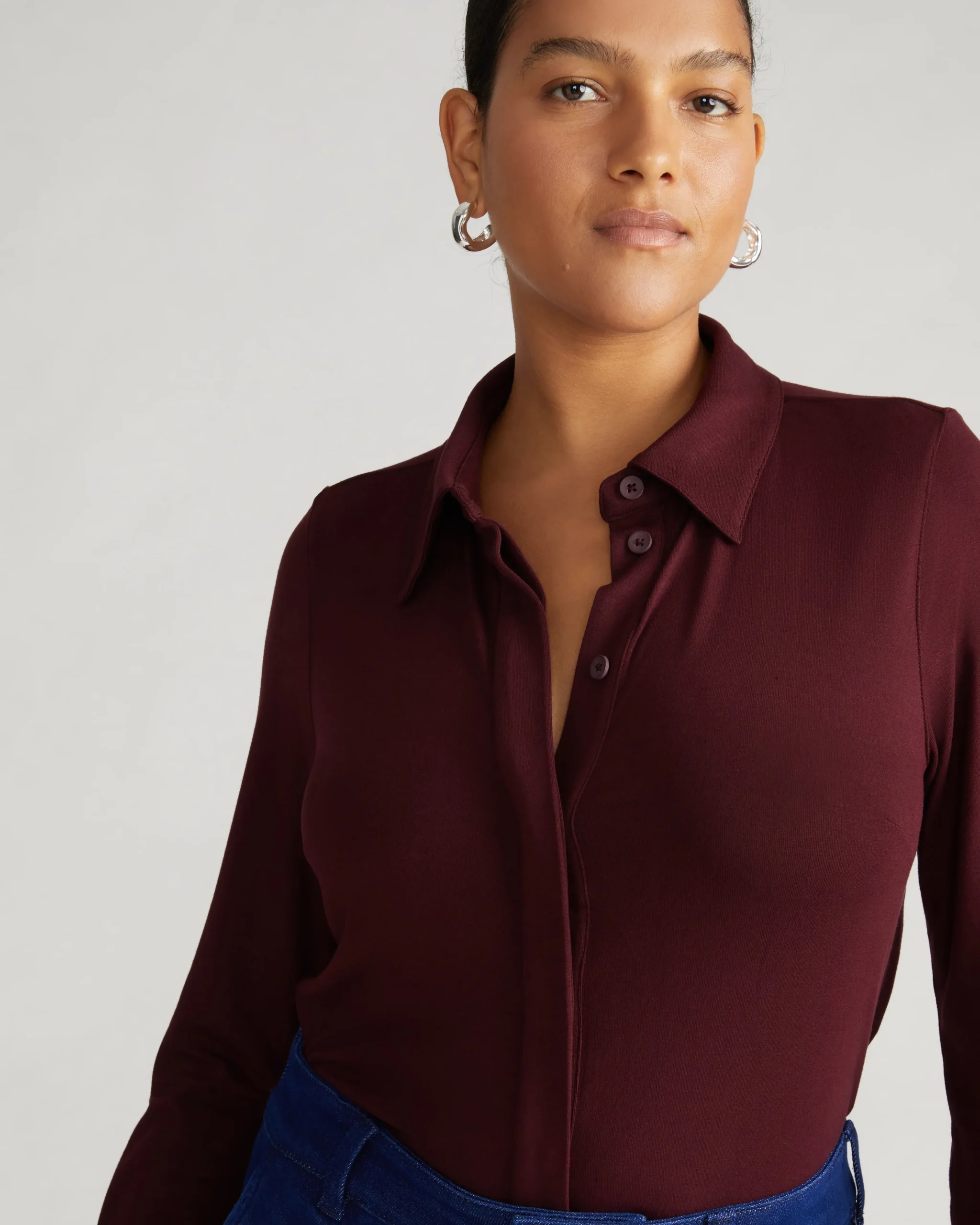 Elbe Liquid Jersey Shirt Classic Fit Black Cherry
