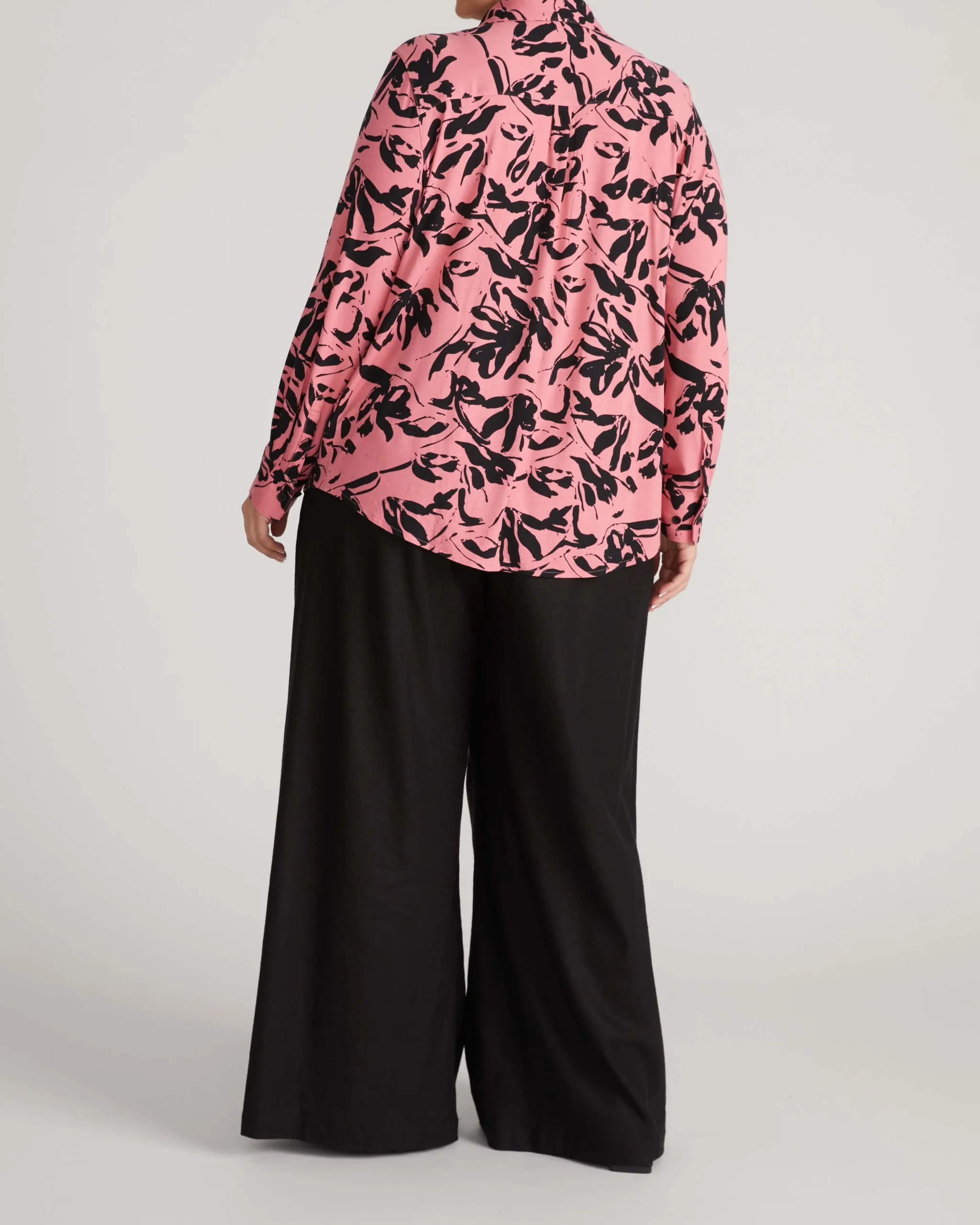 Elbe Liquid Jersey Shirt Classic Fit Pink Sgraffito Print