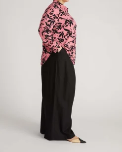 Elbe Liquid Jersey Shirt Classic Fit Pink Sgraffito Print