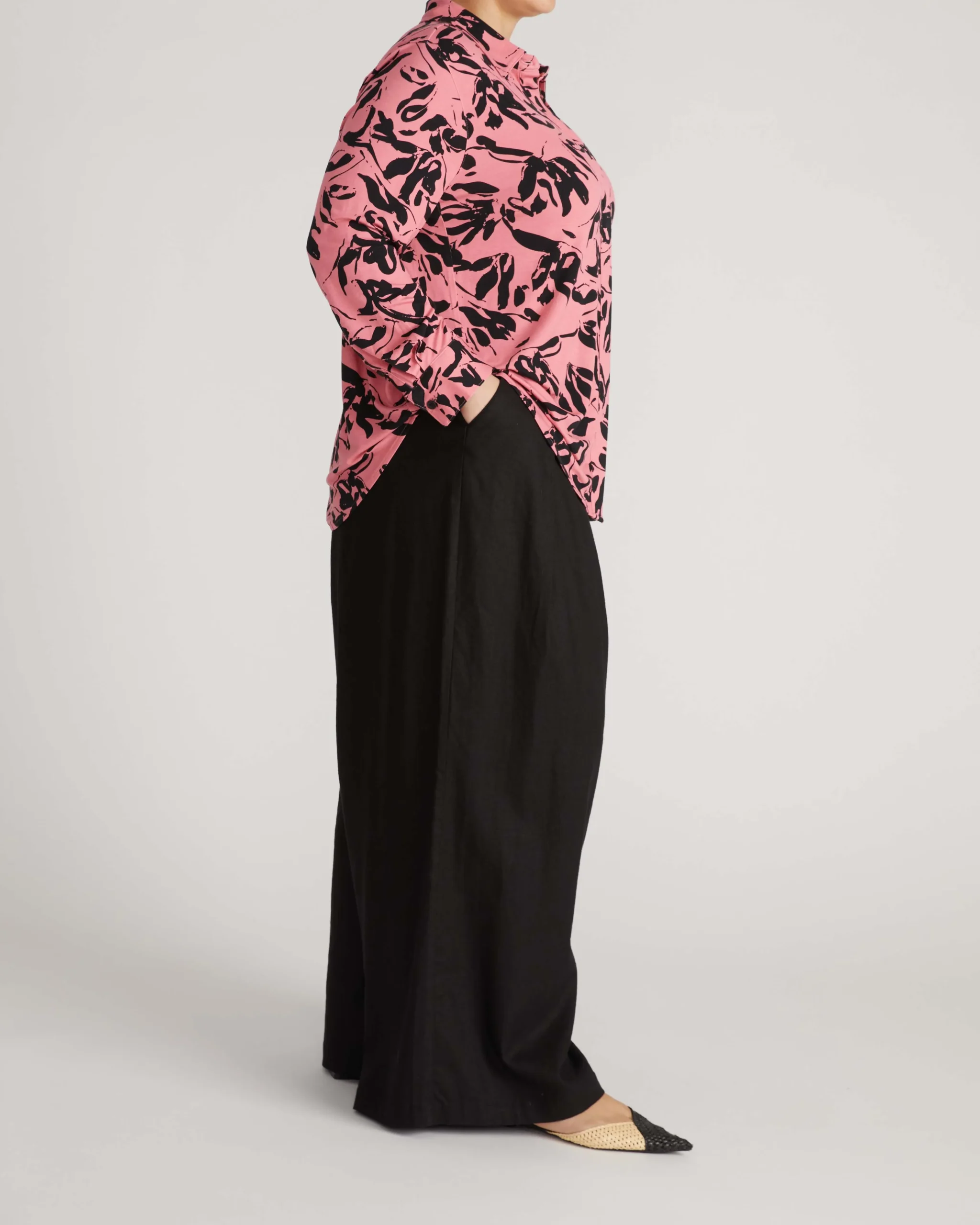 Elbe Liquid Jersey Shirt Classic Fit Pink Sgraffito Print