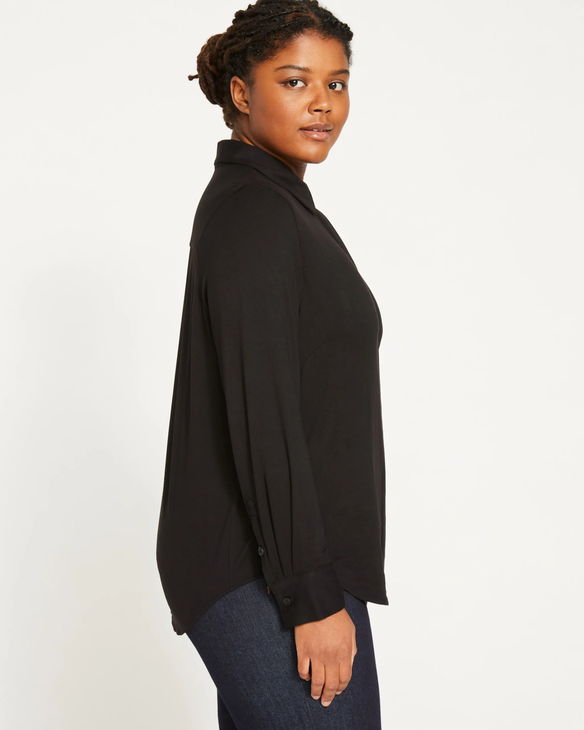 Elbe Liquid Jersey Shirt Classic Fit Black
